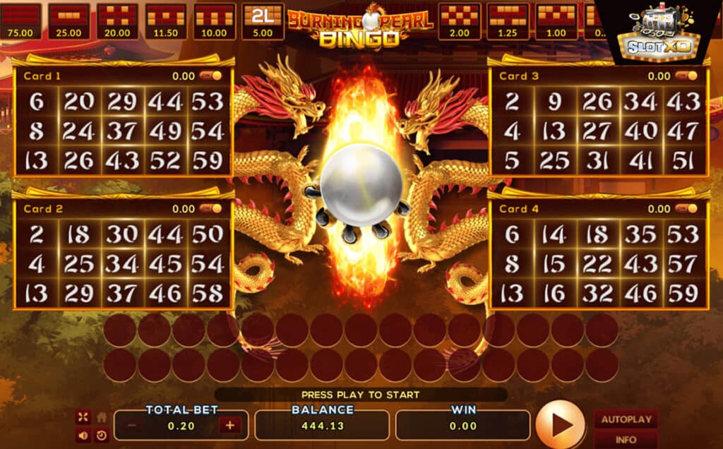 ตัวอย่างสล็อต Burning Pearl Bingo